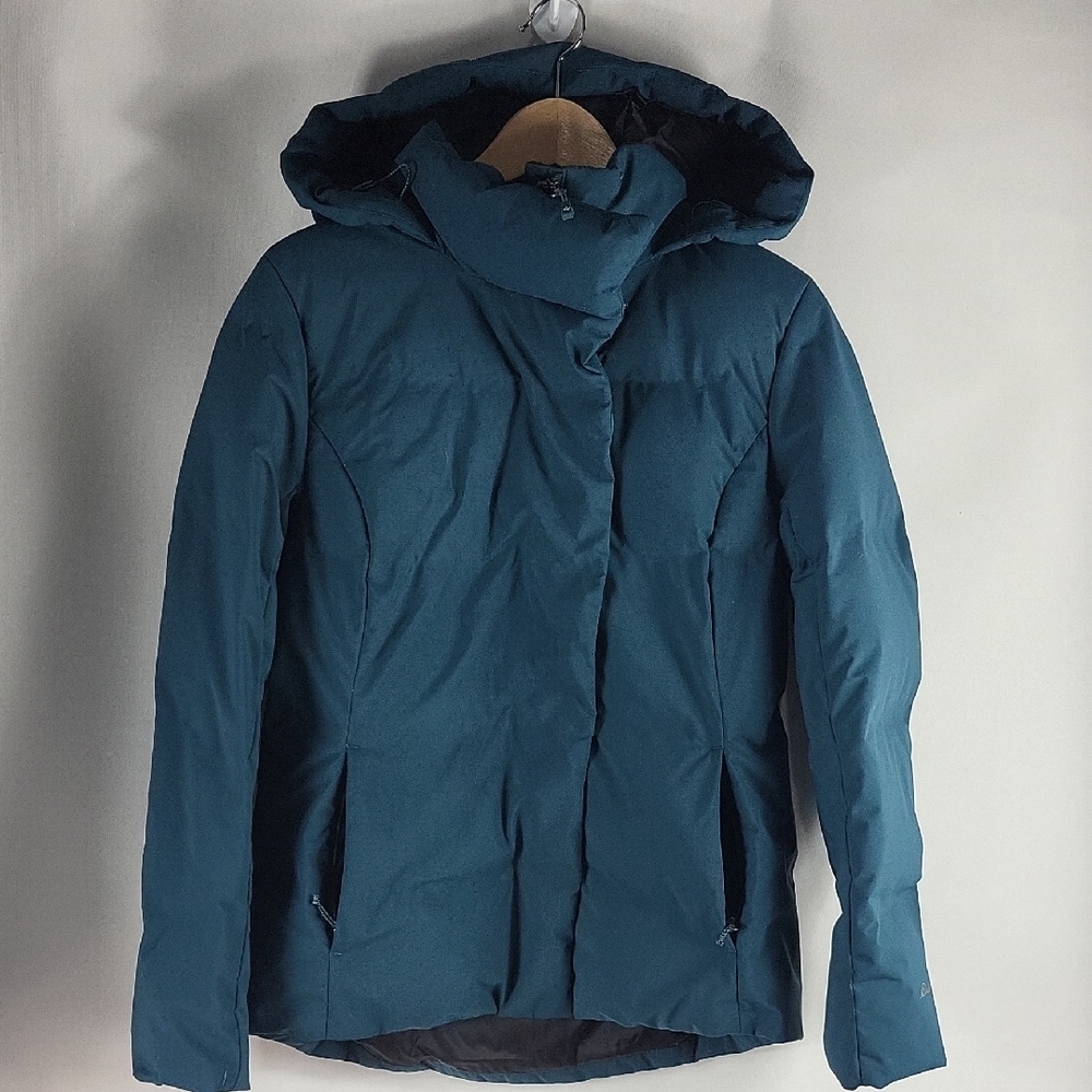 Eddie Bauer Women's Deep Blue Teal Hooded Goose Down Puffer Jacket